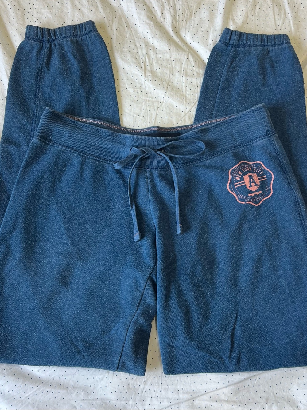 Aeropostale Navy Blue Drawstring Joggers with Pink Logo Patch